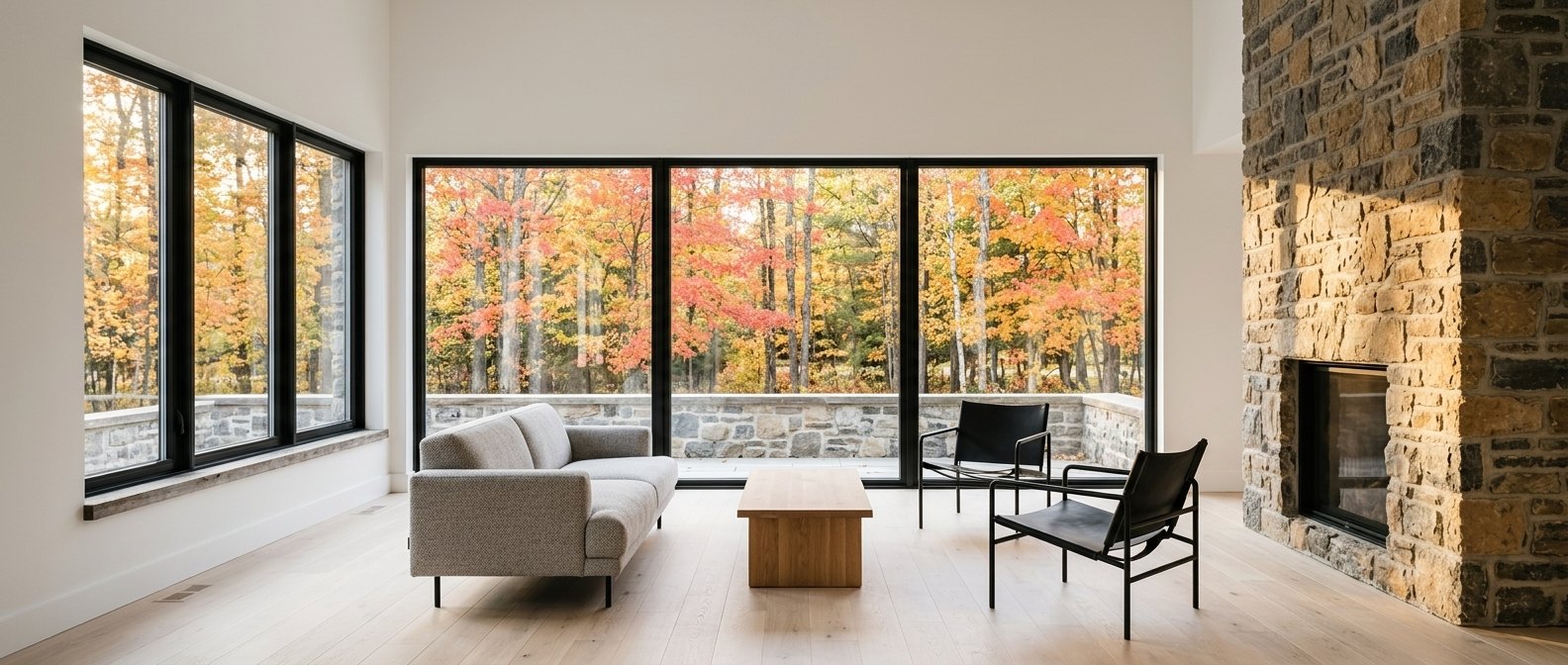 Windows installed on a Québec home in autumn